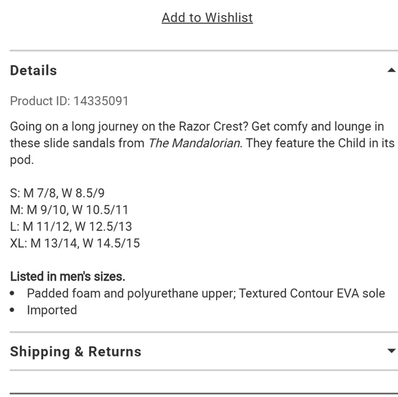 NWT MED Star Wars The Mandalorian The Child Slide Sandals Men's 9/10 - Picture 5 of 7